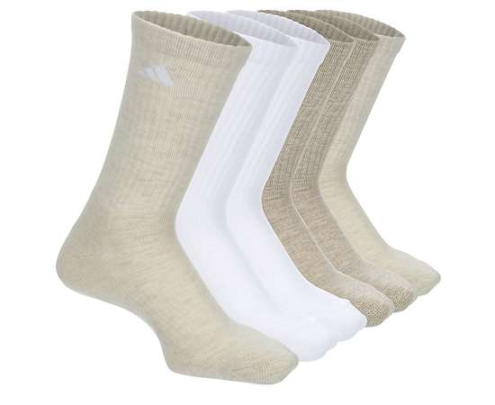 ADIDAS-WOMENS CUSHIONED CREW SOCKS 6 PAIRS