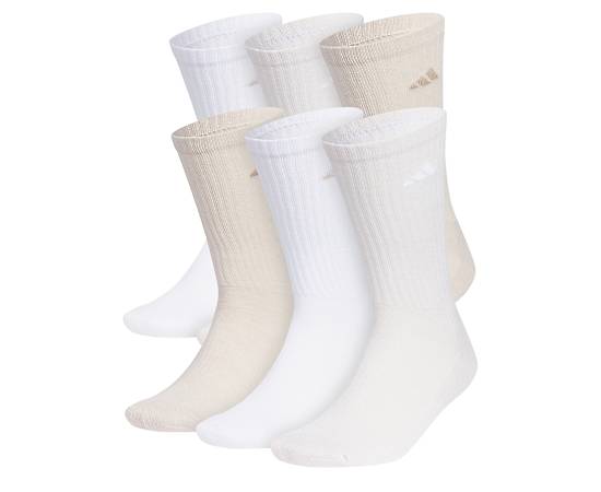 ADIDAS-MENS ATHLETIC CUSHIONED CREW SOCKS 6 PAIRS