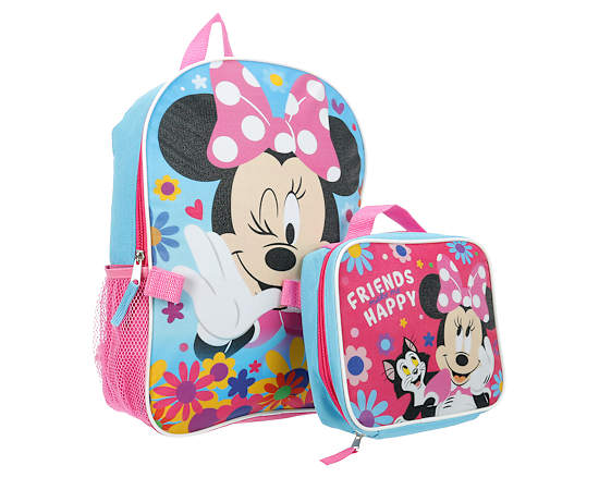 GIRLS MINNIE MOUSE BACKPACK SET WITH LUNCH BOX
