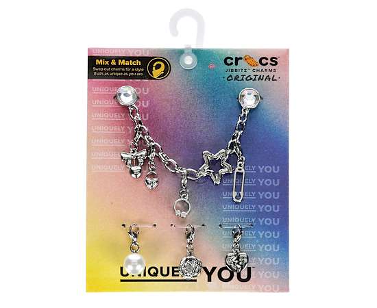 UNISEX REMOVABLE PUNK SILVER CHARM CHAIN JIBBITZ PACK