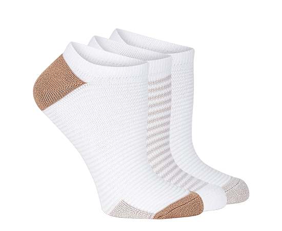 WOMENS TERRY POWDER NO SHOW SOCKS 3 PAIRS
