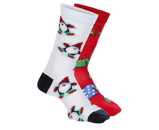 WOMENS HOLIDAY GNOME CREW SOCKS 2 PAIRS
