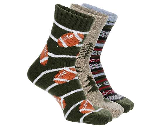 MENS HOLIDAY TREE CREW SOCKS 3 PAIRS