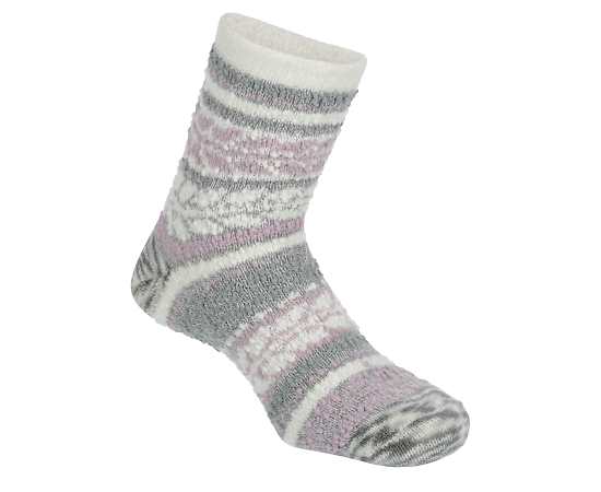 WOMENS ALOE INFUSED POPCORN SEA FOG CREW SOCKS 1 PAIR