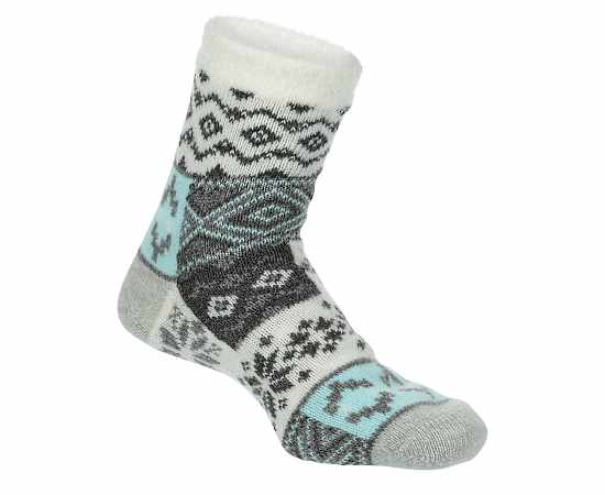 WOMENS ALOE INFUSED PATCHWORK FROZEN CREW SOCK 1 PAIR