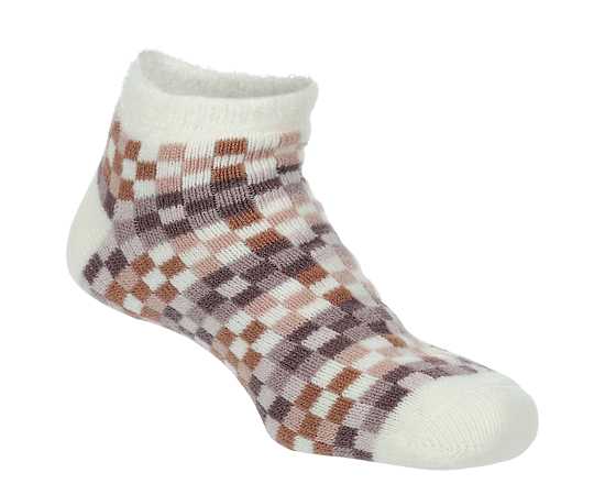WOMENS ALOE INFUSED MULTI CHECKER LOW CUT SOC 1 PAIR