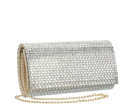 WOMENS CRYSTAL FLAP ROLL CLUTCH