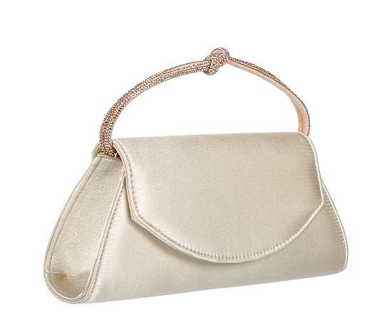 WOMENS SATIN FLAP CRYSTAL KNOT HANDLE CLUTCH
