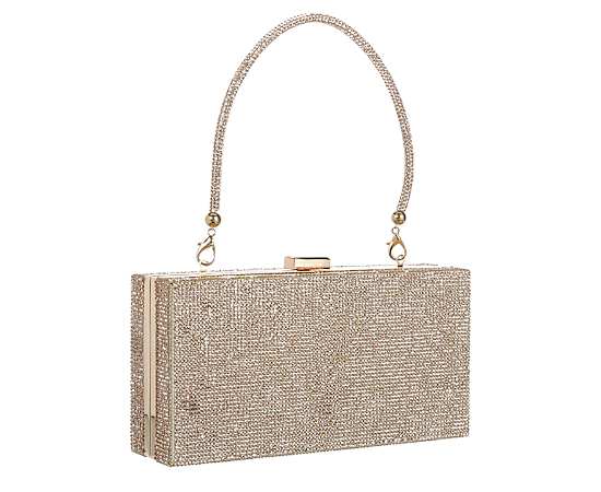 WOMENS SPARKLE BOX CLUTCH WITH HANDLE