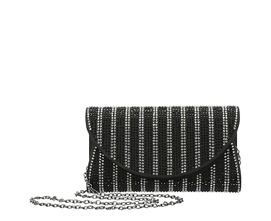 UNISEX STRIPED CRYSTAL FLAP CLUTCH