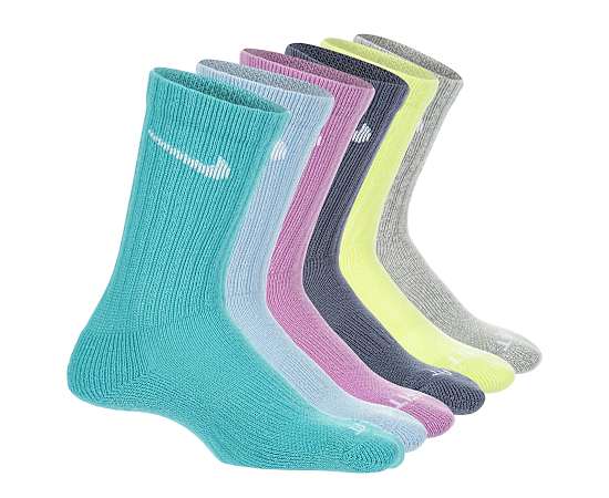 NIKE-GIRLS EVERYDAY PLUS CREW SOCKS 6 PAIRS