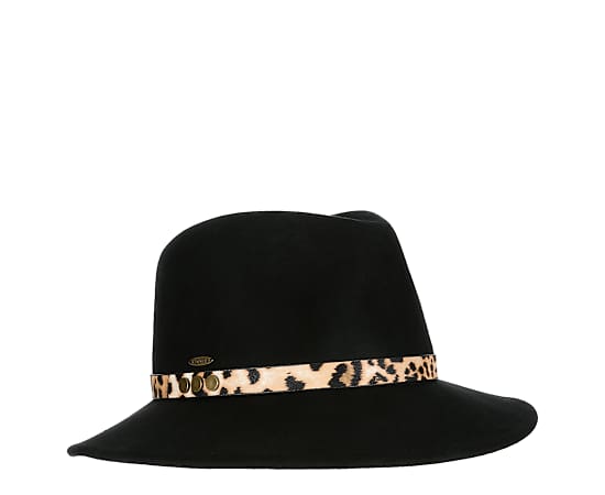 WOMENS WOOL FELT SAFARI HAT WITH LEOPARD PRINT