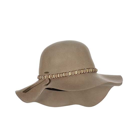 WOMENS WOOL FELT FLOPPY HAT WITH GOLD CHAIN