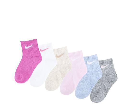 GIRLS 12-24 MONTH CREW SOCKS 6 PAIRS