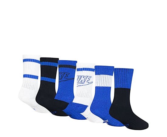 BOYS EXTRA SMALL RETRO CREW SOCKS 6 PAIRS
