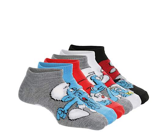 SMURFS-BOYS NO SHOW SOCKS 6 PAIRS
