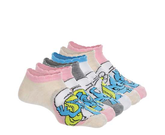 SMURFS-GIRLS NO SHOW SOCKS 6 PAIRS