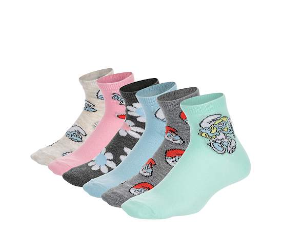 SMURFS-GIRLS QUARTER SOCKS 6 PAIRS
