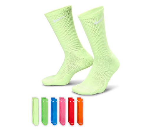 MENS MEDIUM EVERYDAY CUSHIONED CREW SOCKS 6 PAIRS