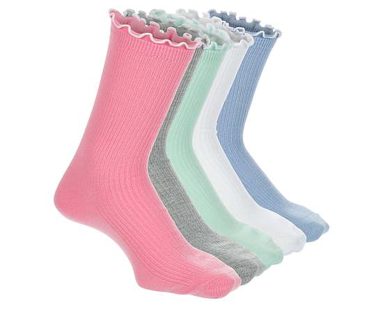WOMENS LETTUCE RIBBED CREW SOCKS 5 PAIRS