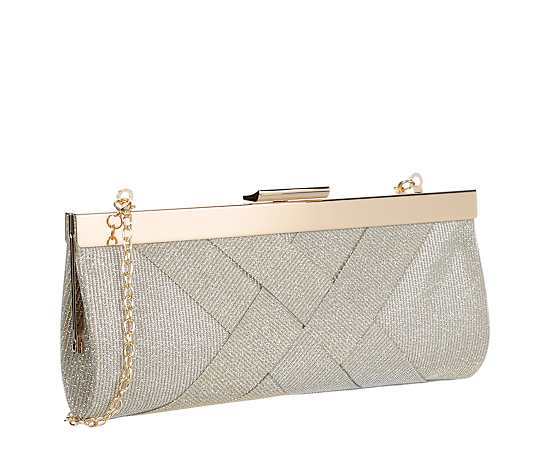 UNISEX SPARKLE JACQUARD CRISS CROSS TOP FRAME CLUTCH