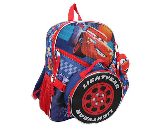 BOYS 5 PIECE CARS BACKPACK SET