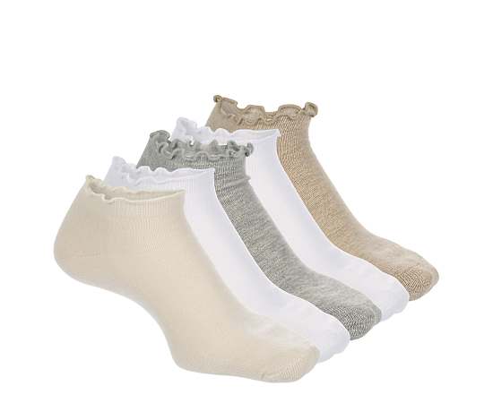 WOMENS RUFFLE CUFF LOW CUT SOCKS 6 PAIRS