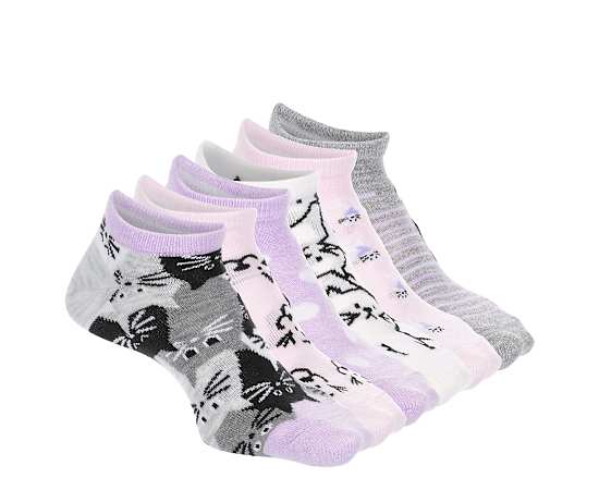 WOMENS CATS MEOW NO SHOW SOCKS 6 PAIRS