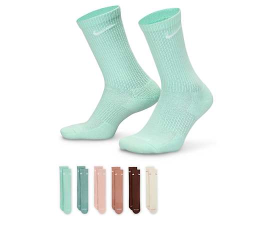 MENS MEDIUM EVERYDAY CUSHIONED CREW SOCKS 6 PAIRS