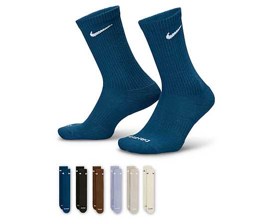 MENS MEDIUM EVERYDAY CUSHIONED CREW SOCKS 6 PAIRS