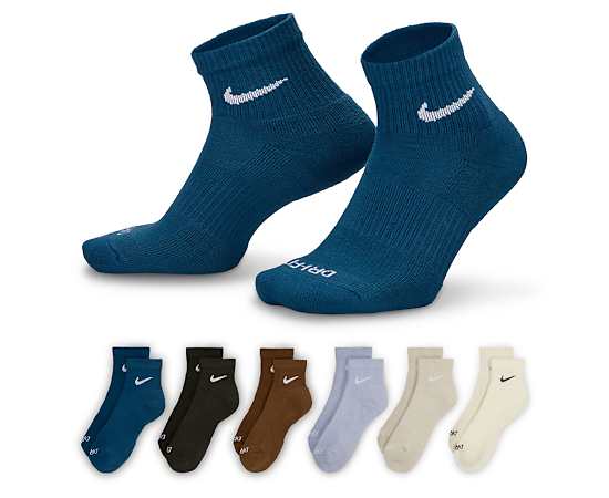 MENS MEDIUM QUARTER SOCKS 6 PAIRS