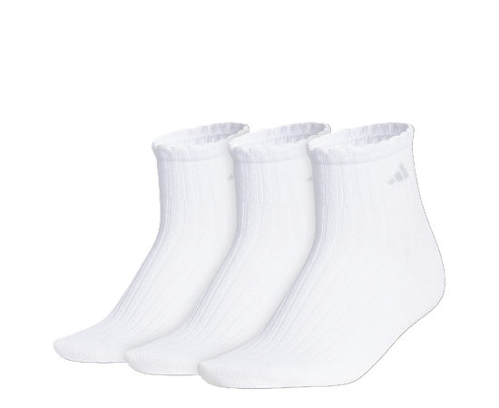 WOMENS SCALLOPED QUARTER SOCKS 3 PAIRS