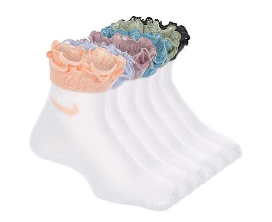 GIRLS XXS RUFFLE QUARTER SOCKS 6 PAIRS