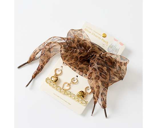 UNISEX LEOPARD LACE SHOE CHARMS 4 PACK