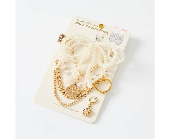 UNISEX PEARL BOW SHOE CHARMS 4 PACK