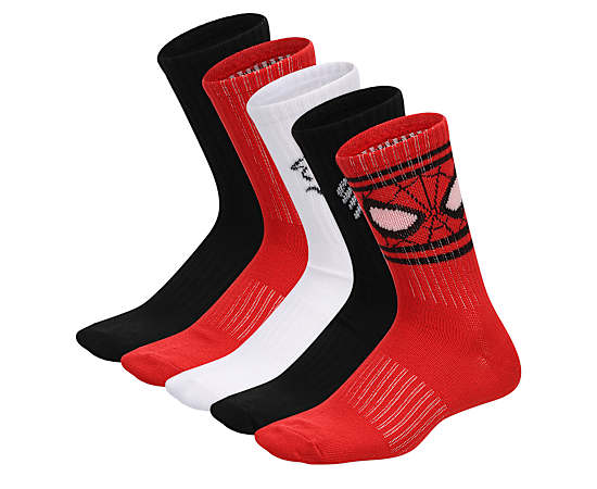 SPIDERMAN-BOYS CREW SOCKS 5 PAIRS
