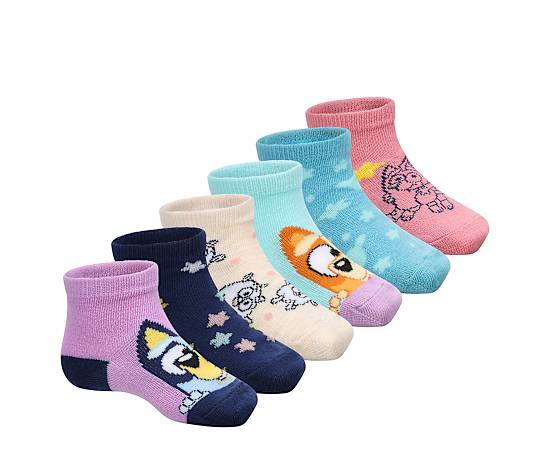 BLUEY-GIRLS 2T-4T CREW SOCKS 6 PAIRS
