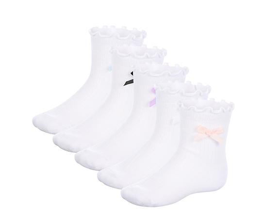 GIRLS SMALL LETTUCE EDGE QUARTER SOCKS 5 PAIRS