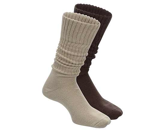 WOMENS RIB SLOUCH SOCKS 2 PAIRS