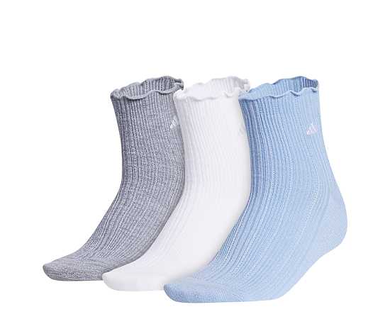ADIDAS-WOMENS RUFFLE QUARTER SOCKS 3 PAIRS