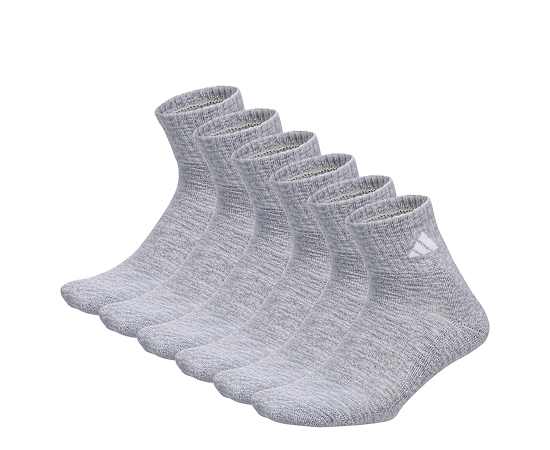 ADIDAS-WOMENS CLASSIC CUSHIONED QUARTER SOCKS 6 PAIRS