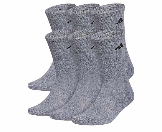 MENS LARGE CLASSIC CUSHIONED CREW SOCKS 6 PAIRS
