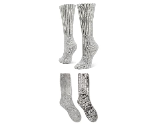 WOMENS SCRUNCH CHUNKY CREW SOCKS 2 PAIRS