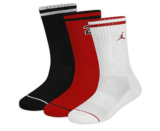 JORDAN-BOYS MEDIUM VARSITY JERSEY CREW SOCKS 3 PAIRS