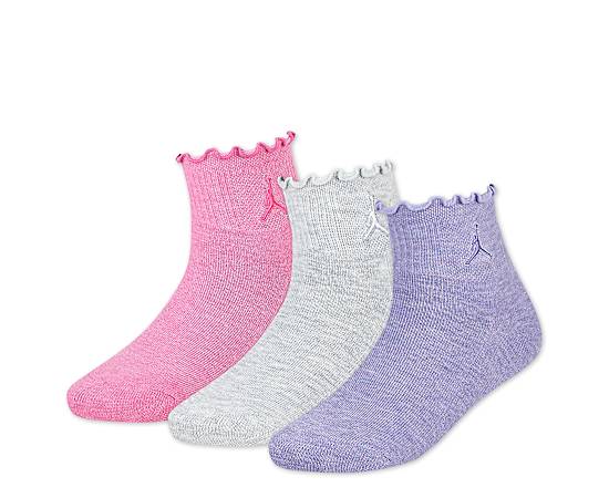 GIRLS SMALL LETTUCE EDGE QUARTER SOCKS 3 PAIRS