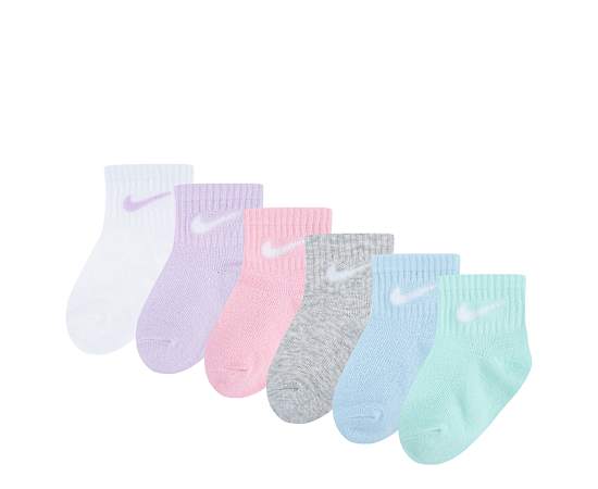 NIKE-GIRLS 12-24M SWOOSH QUARTER SOCKS 6 PAIRS