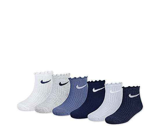 GIRLS EXTRA SMALL LETTUCE EDGE QUARTER SOCKS 6 PAIRS