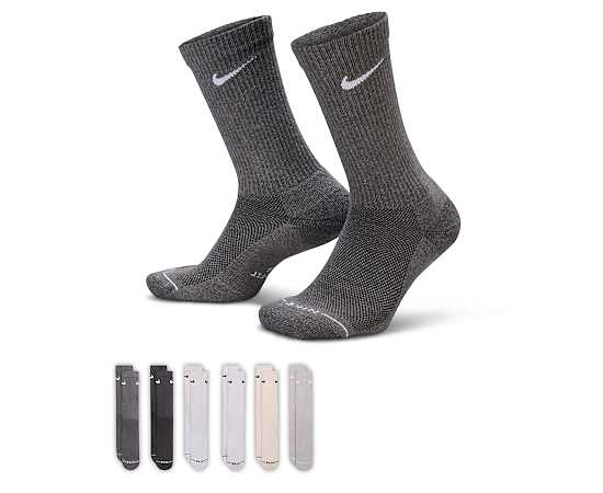 NIKE-MENS LARGE CREW SOCKS 6 PAIRS