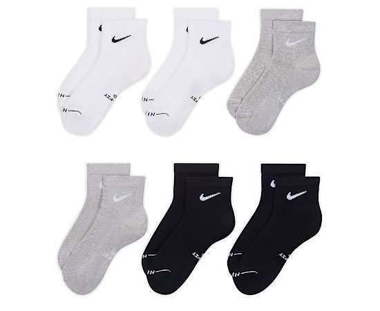 NIKE-MENS LARGE ELEVATED QUARTER SOCKS 6 PAIRS