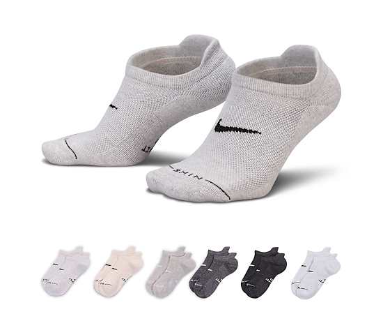 NIKE-MENS LARGE ELEVEATED NO SHOW TAB SOCKS 6 PAIRS